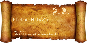Hirter Milán névjegykártya